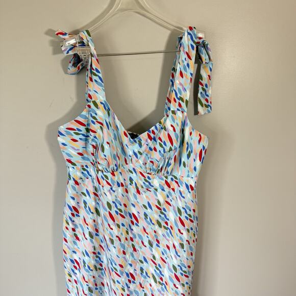 Eloquii Tie Shoulder Midi Dress Blue Multicolored Plus Size 18 Spring Summer New - Picture 4 of 8